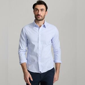 UNTUCKit Men's Wrinkle Blue and White Bordeaux Shirt - size L (reg)